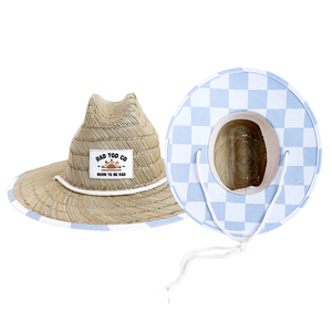 TODDLER STRAW HAT - SKY CHECKS