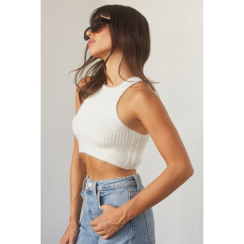 Earthy Mama Cropped Knit Top in Ivory