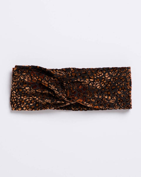 Wild Thing Turban - Velvet Burnout Leopard Floral Print