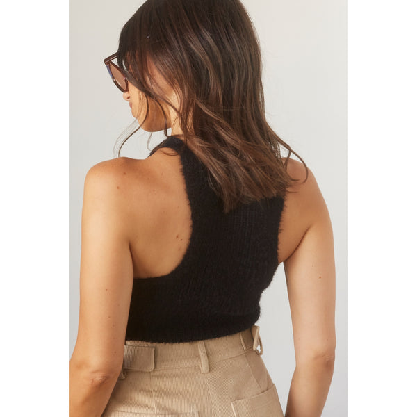 Earthy Mama Cropped Knit Top in Black