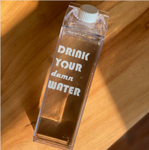 Drink Your Damn Water | Milk Carton Water Bottle