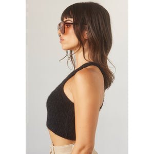 Earthy Mama Cropped Knit Top in Black