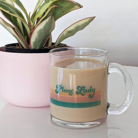 Plant Lady Clear Mug with Retro Stripes